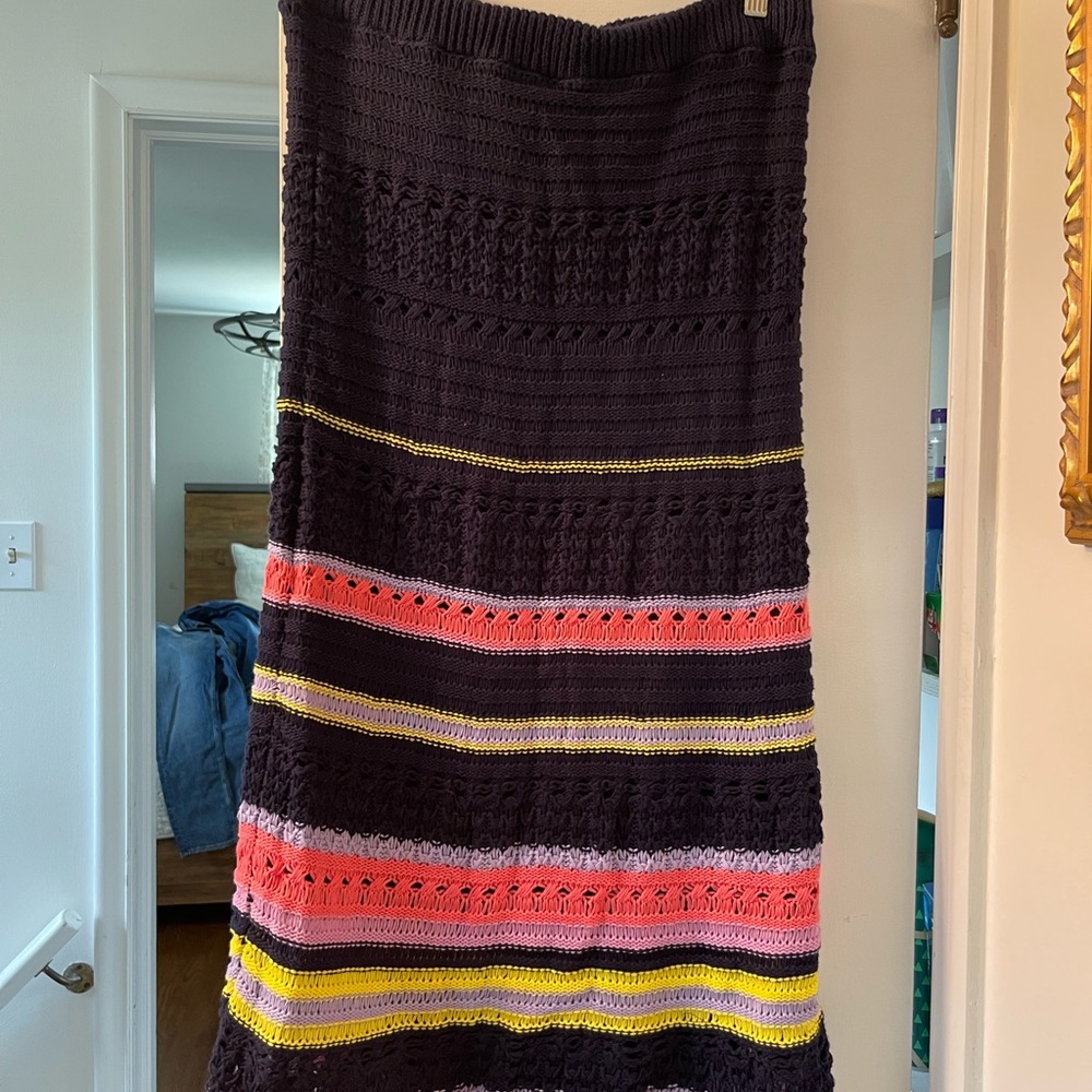NWT Anthropologie Maeve blue and striped knit maxi skirt.